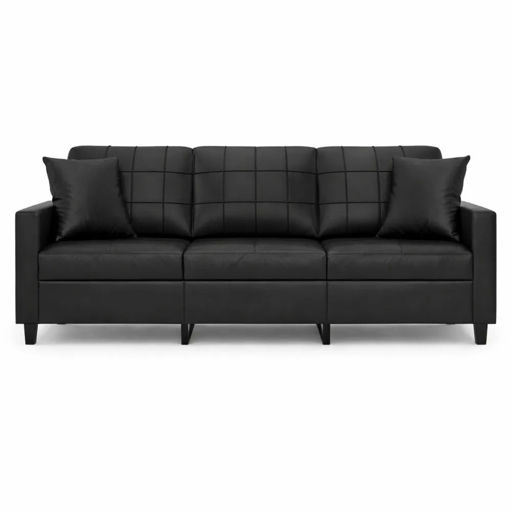 Canapé Moderne 3 Places avec Oreillers Décoratifs Noirs