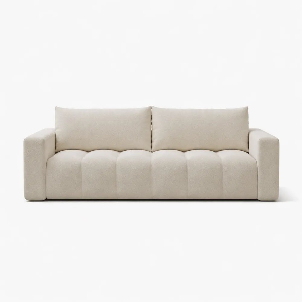 Canapé Convertible 3 Places avec Coffre et Tissu Bouclette