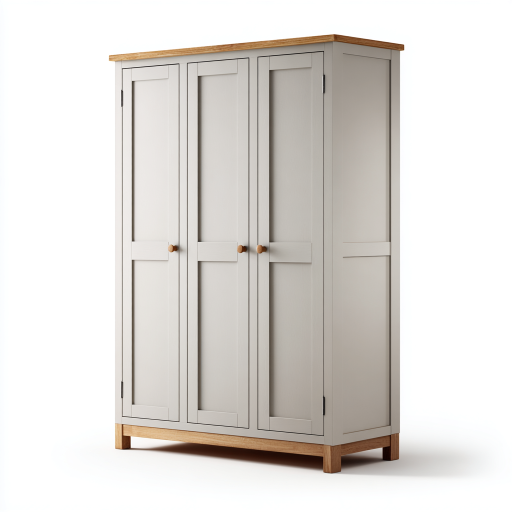 Armario de madera 120x55x180 cm gris claro natural estilo contemporáneo-Sofauploft