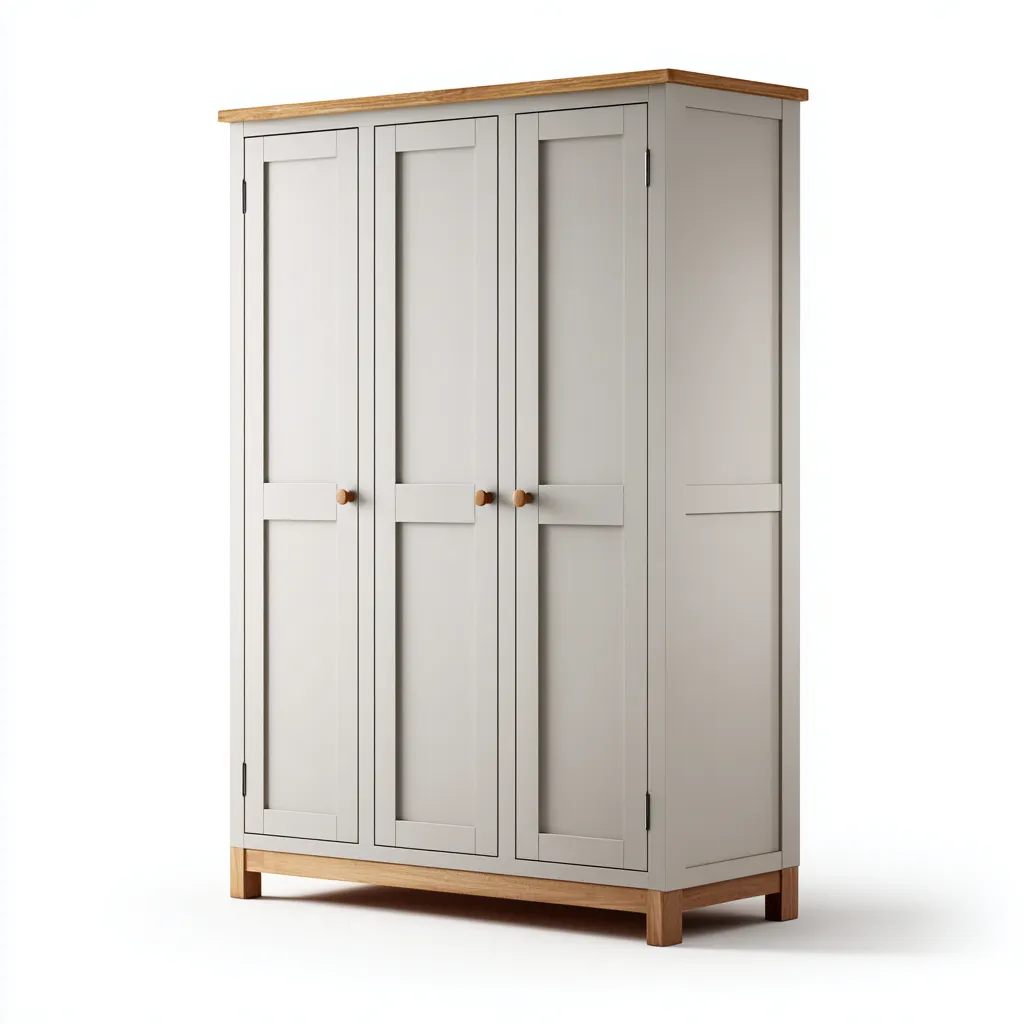 Armario de madera 120x55x180 cm gris claro natural estilo contemporáneo-Sofauploft