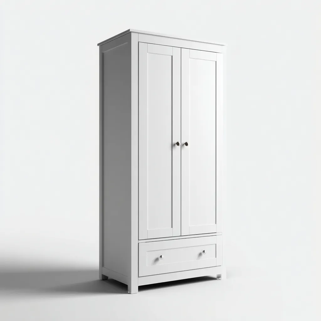 Armarios 2 puertas de madera 90x55x190 cm - Blanco - Diseño clásico para dormitorio-Sofauploft