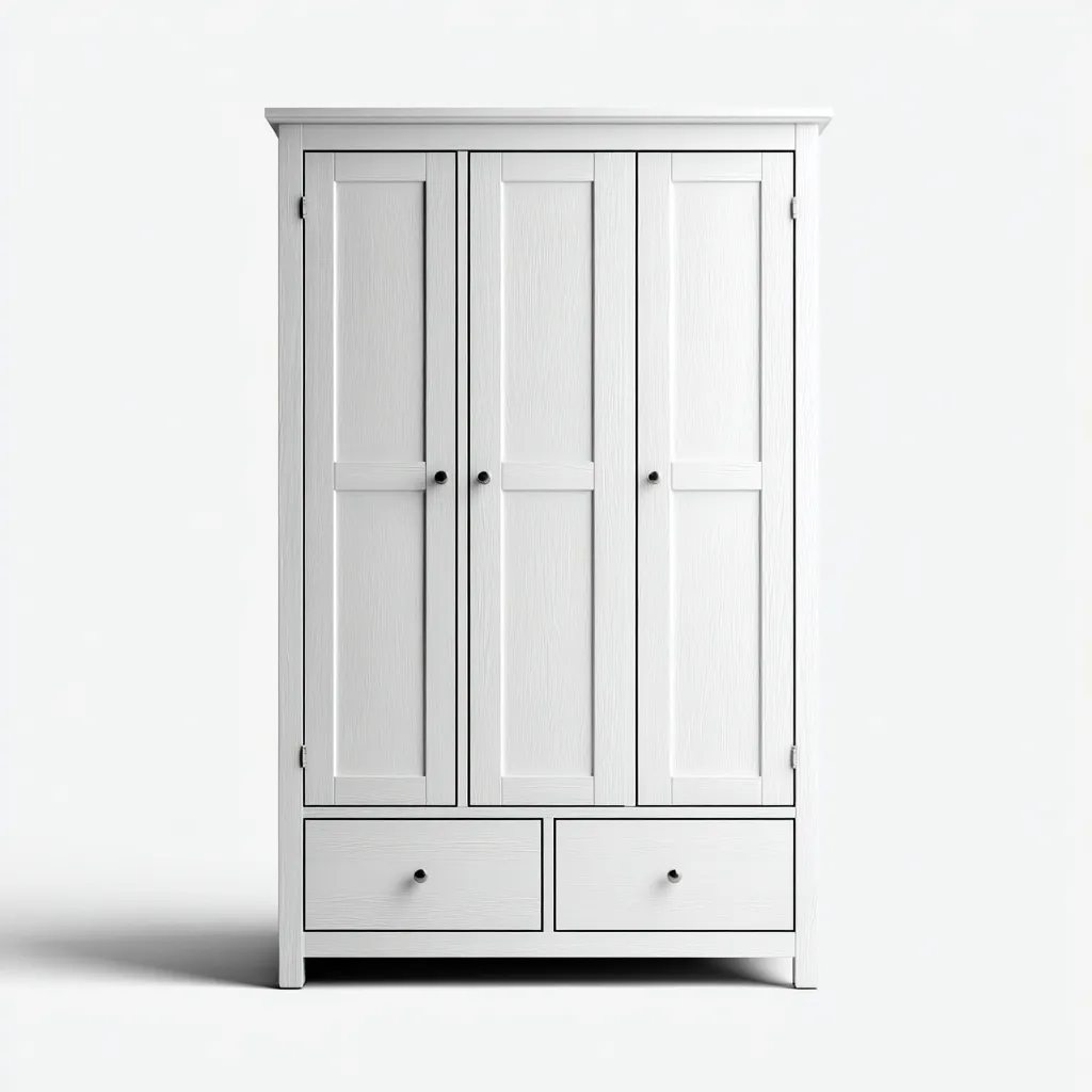 Armario de tres puertas con dos cajones inferiores 135x55x190 cm - blanco - diseño clásico-Sofauploft