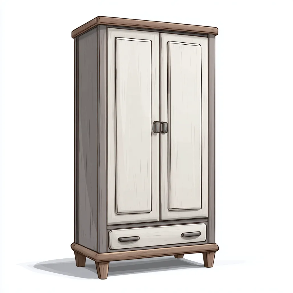 Armario 2 puertas de madera con cajón 100x50x180 cm - Blanco-Color madera - Diseño funcional-Sofauploft