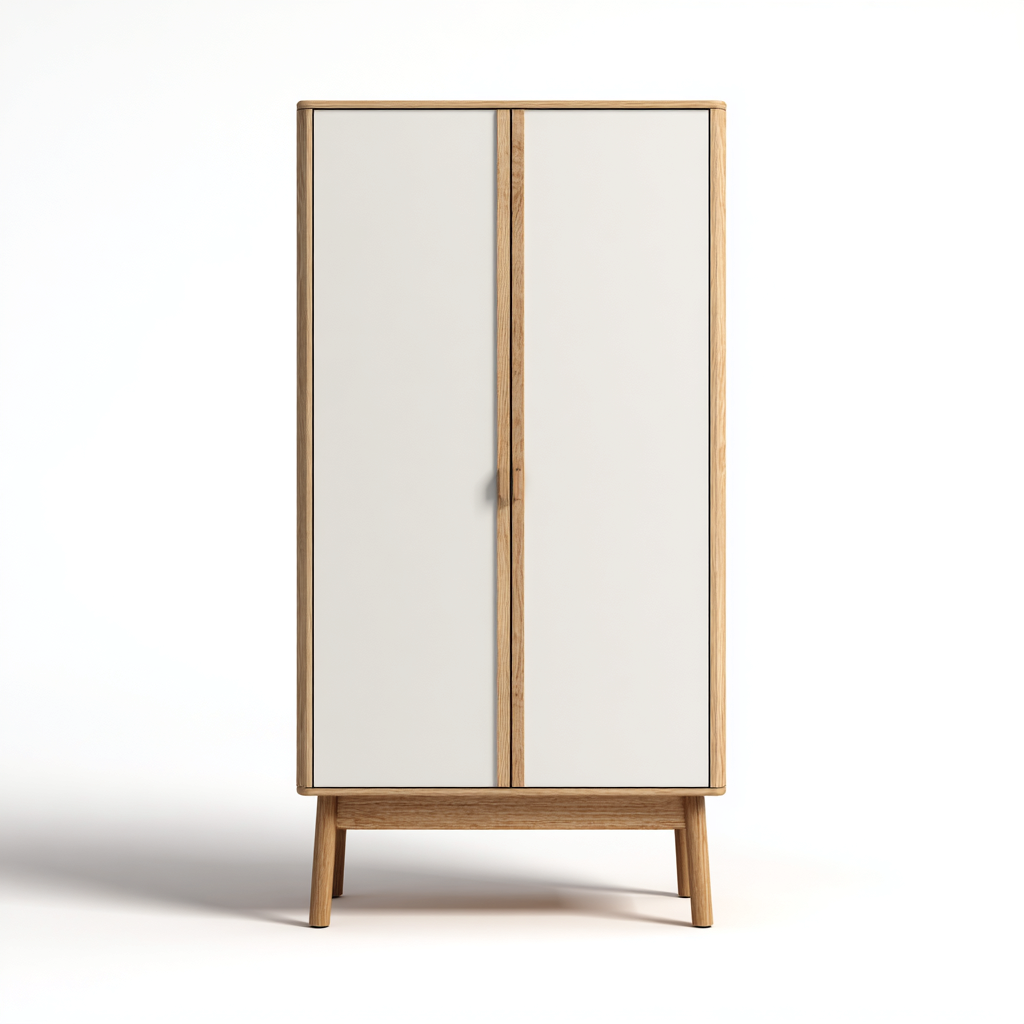 Armario de 2 puertas 90x50x190 cm - blanco-roble - diseño moderno para dormitorio-Sofauploft