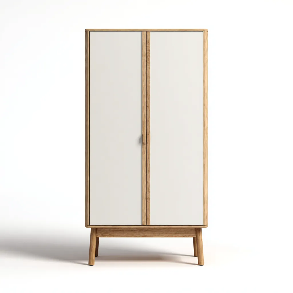 Armario de 2 puertas 90x50x190 cm - blanco-roble - diseño moderno para dormitorio-Sofauploft