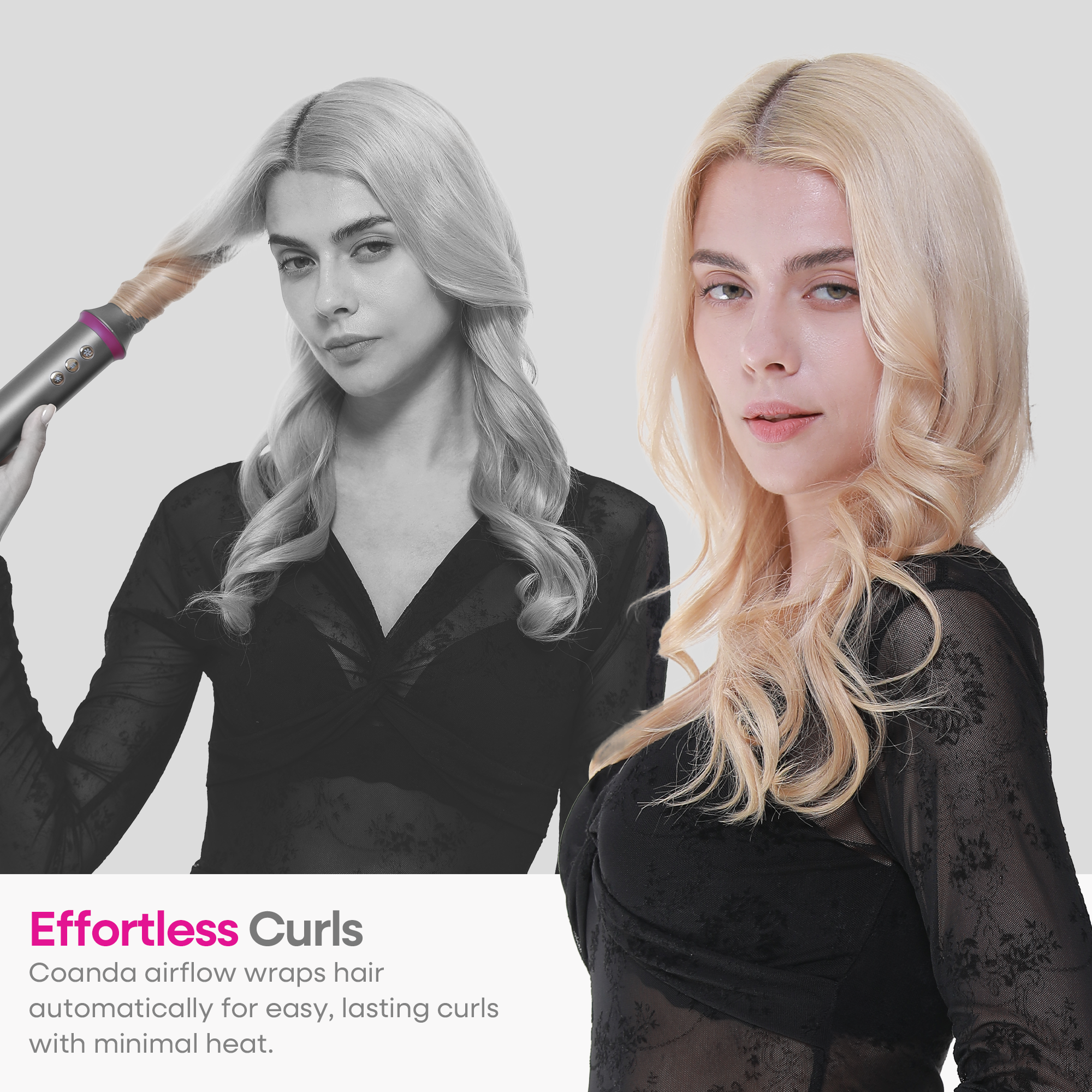 Okaydeer 7-in-1 Hair Dryer with Auto Wrap Curlers,Gray