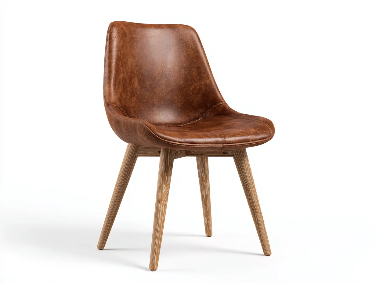 Sedia da pranzo - legno massello-ecopelle - 51x55x80 cm - Marrone-Naturale - stile moderno-Sofamyhaus