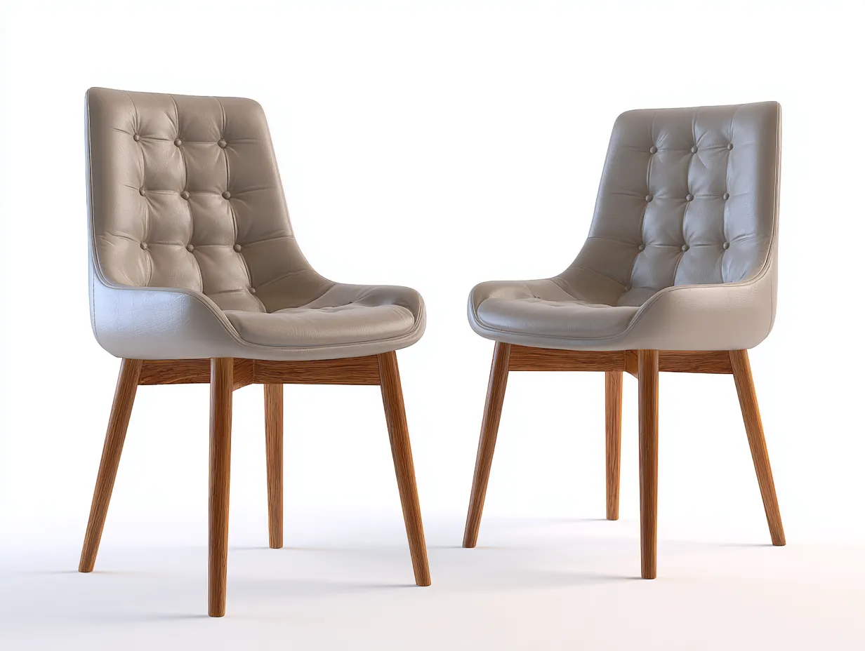 Sedia da pranzo - legno massello-ecopelle - 53x56x81 cm - Beige-Naturale - stile moderno-Sofamyhaus