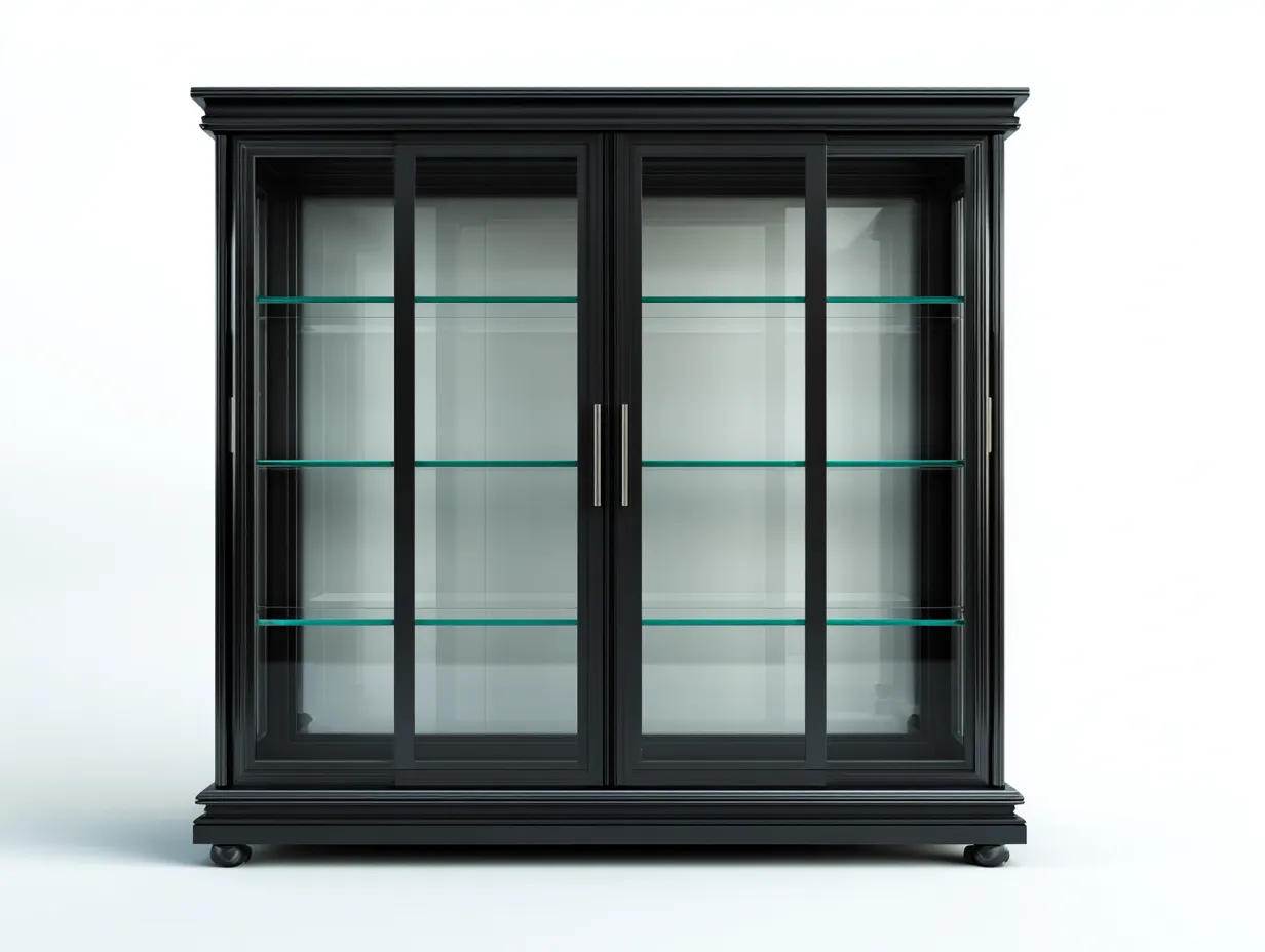 Vetrina - vetro-metallo - 148x46x182 cm - Nero - stile classico moderno-Sofamyhaus