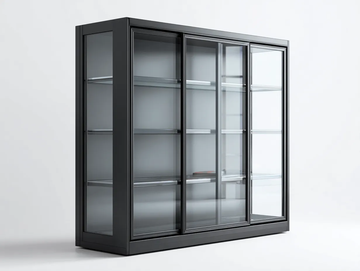 Vetrina - vetro-metallo - 165x43x176 cm - Nero - stile moderno-Sofamyhaus