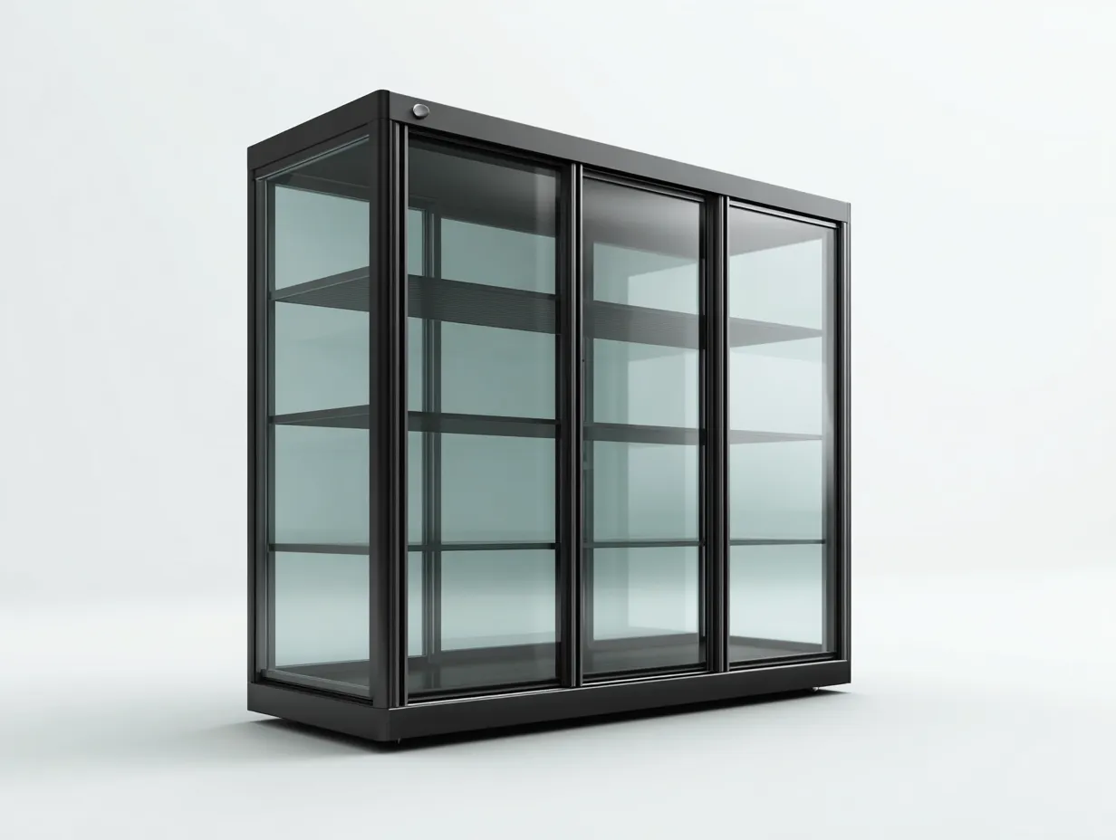 Vetrina - vetro-metallo - 162x44x175 cm - Nero - stile moderno-Sofamyhaus