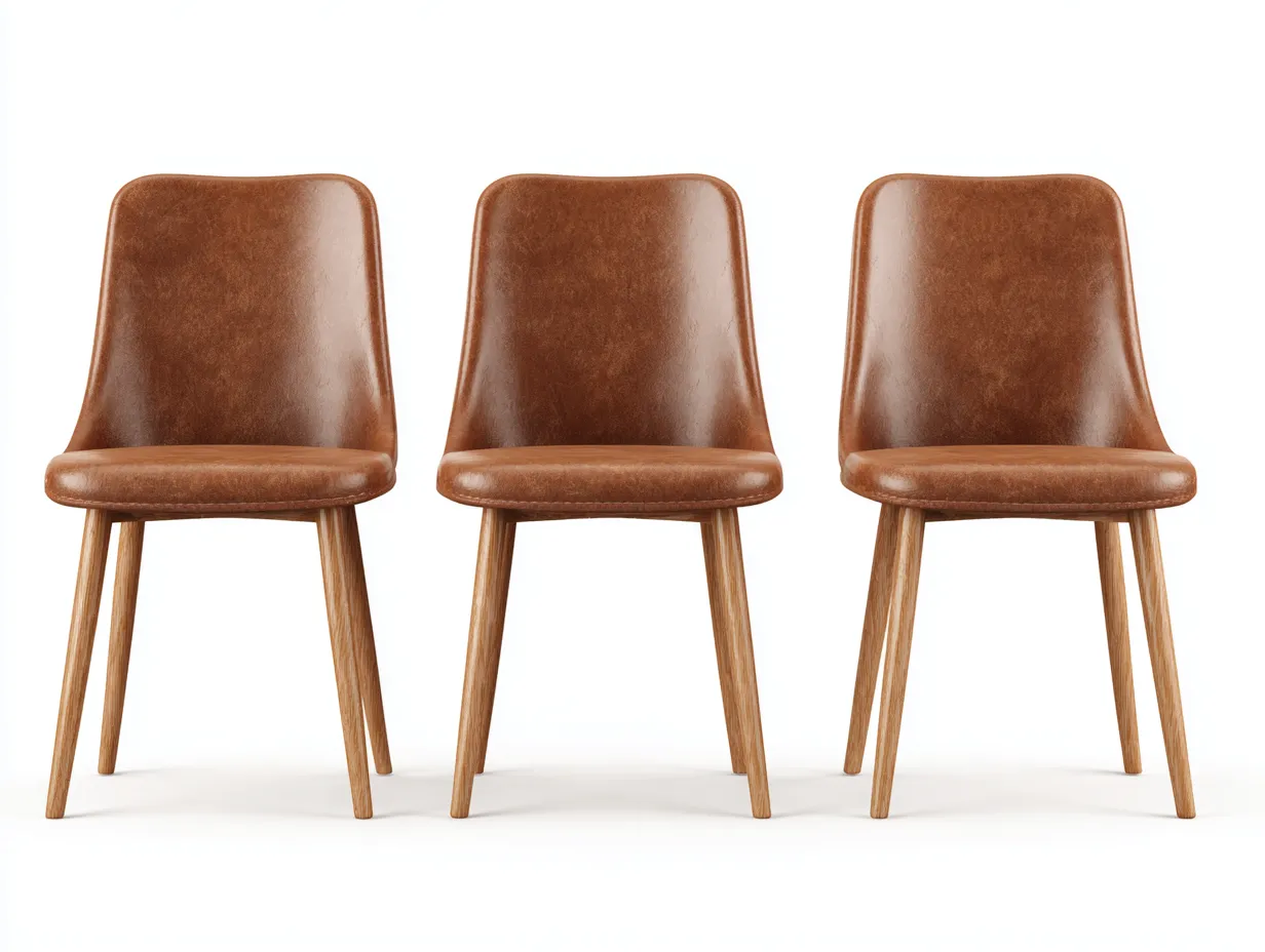 Sedia da pranzo - legno massello-ecopelle - 50x53x78 cm - Marrone-Naturale - stile moderno-Sofamyhaus