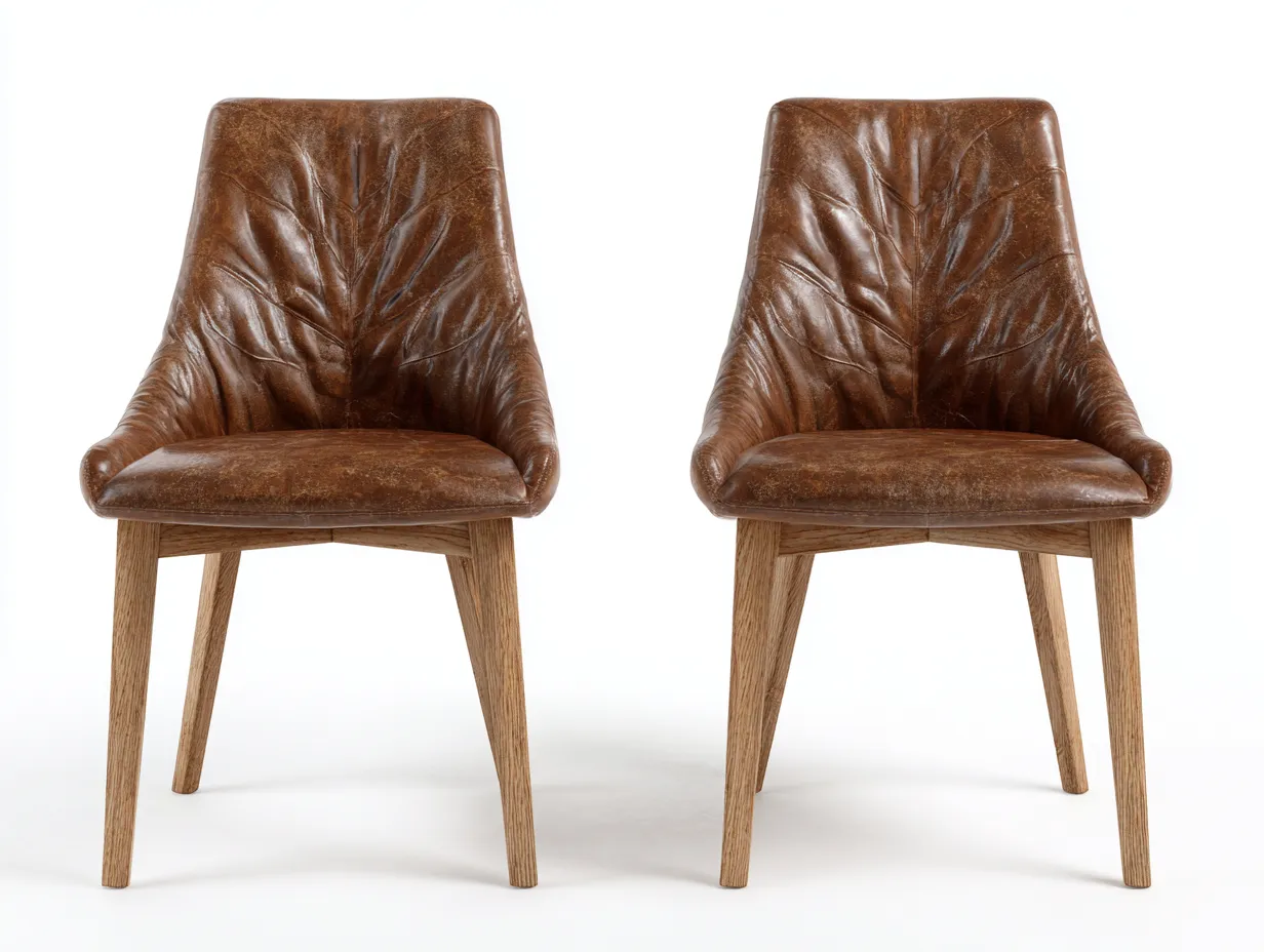 Sedia da pranzo - legno massello-ecopelle - 54x57x82 cm - Marrone-Naturale - stile moderno-Sofamyhaus