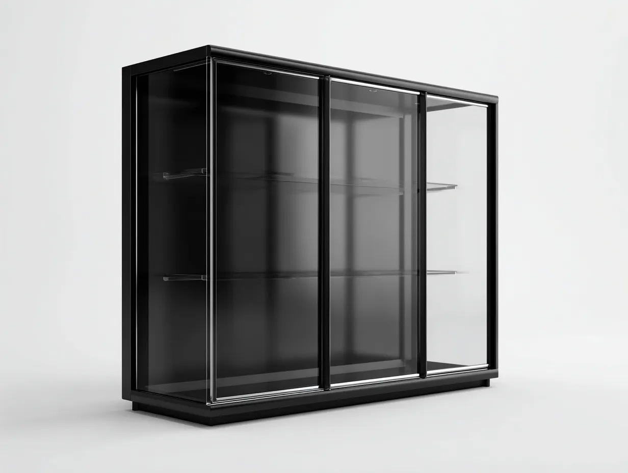 Vetrina - vetro-metallo - 160x42x174 cm - Nero - stile moderno-Sofamyhaus