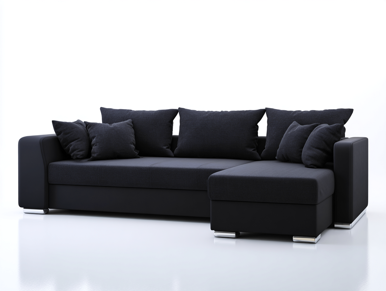 Sofá rinconero tapizado en tejido con chaise longue 260x160x85 cm - negro - diseño moderno para salón-Cozygoly