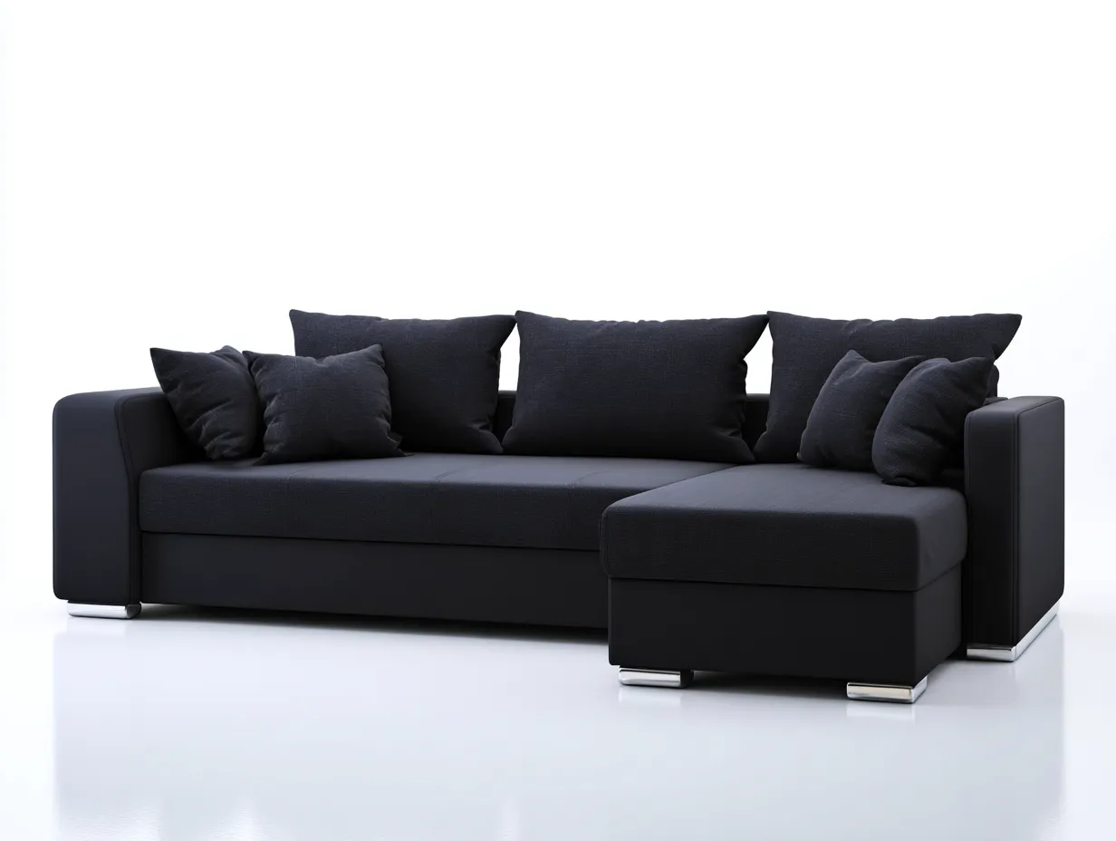 Sofá rinconero tapizado en tejido con chaise longue 260x160x85 cm - negro - diseño moderno para salón-Cozygoly