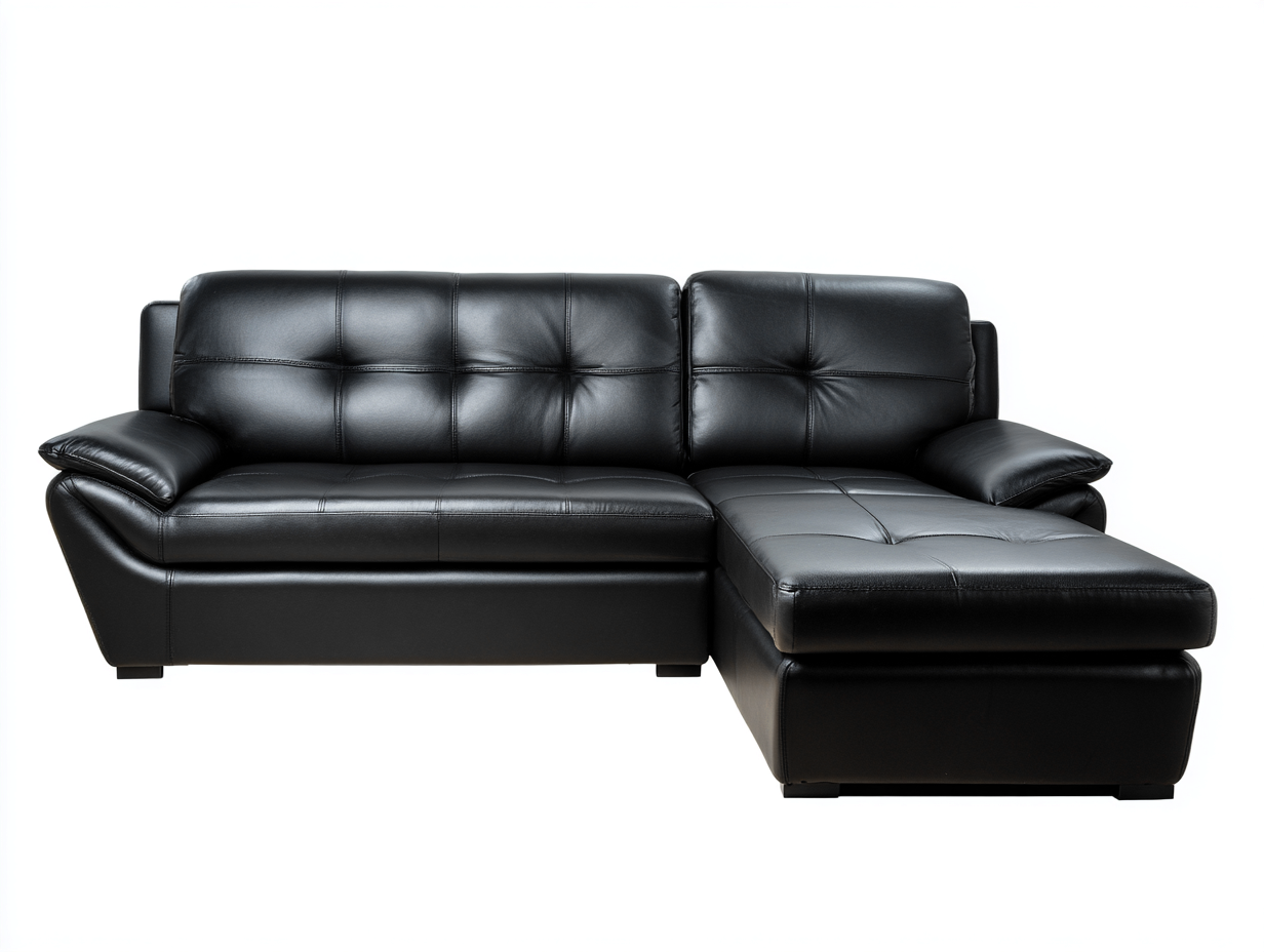 Sofá rinconero tapizado en piel sintética 260x160x85 cm - negro - diseño contemporáneo para salón-Cozygoly