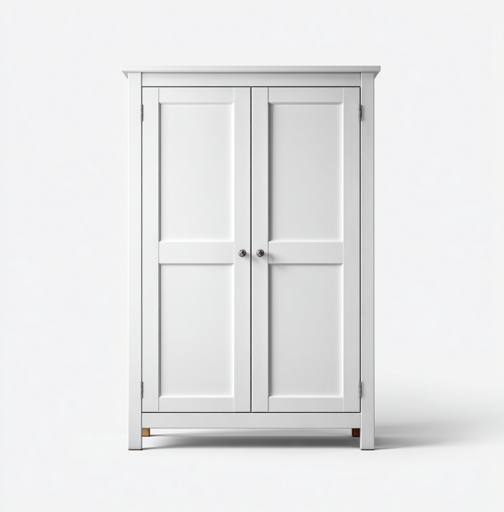 Armario de madera 90x55x190 cm - blanco - diseño clásico para dormitorio-Cozygoly