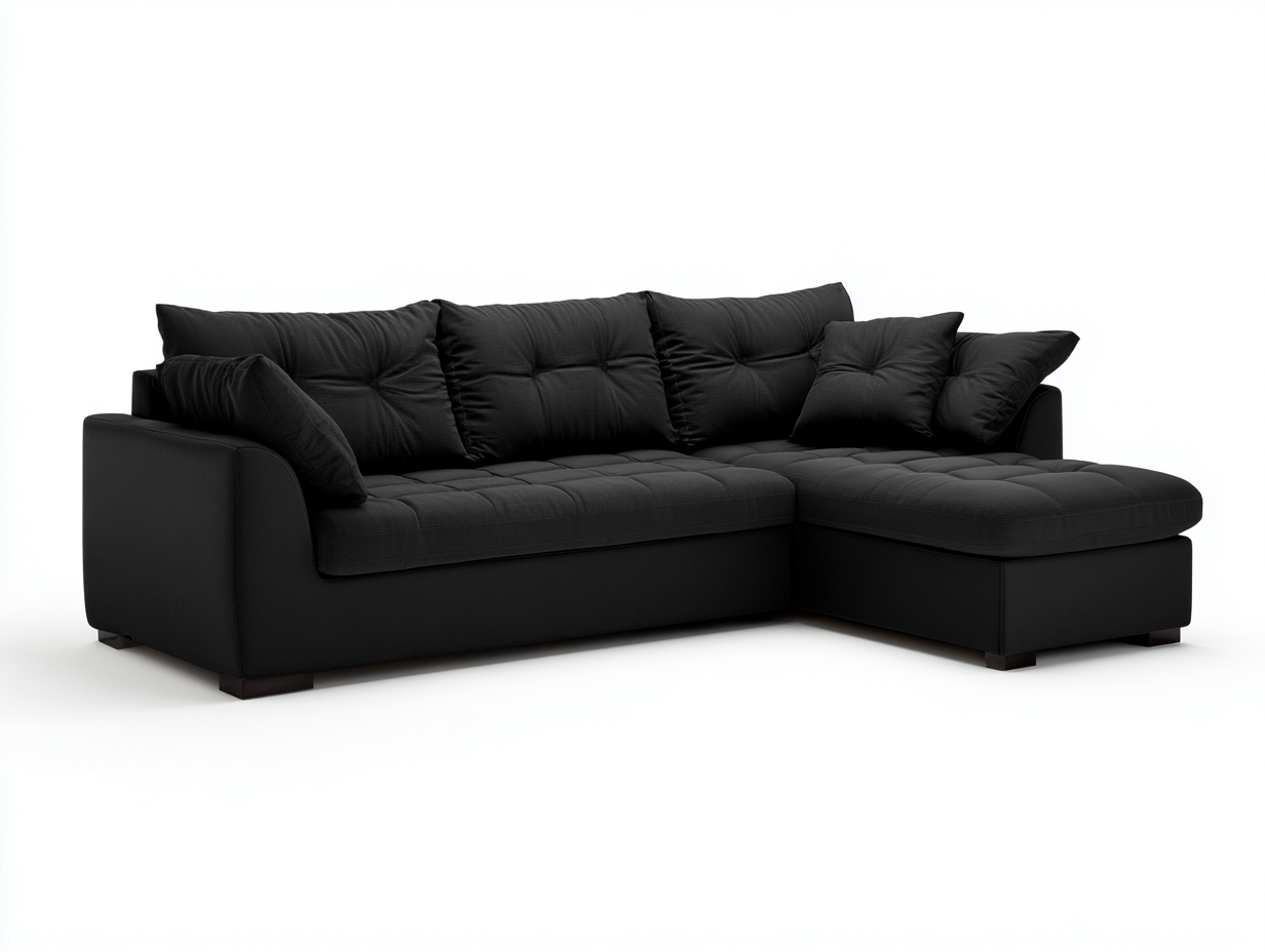 Sofá rinconero tapizado en tela 260x165x88 cm - negro - diseño contemporáneo para salón-Cozygoly