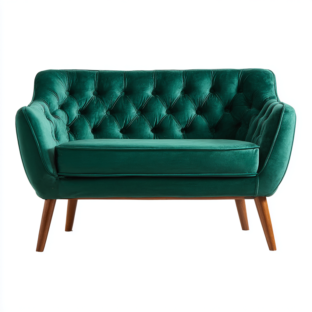 Sofá 2 plazas tapizado terciopelo 160x90x85 cm - verde azulado - diseño clasico para salón-Cozygoly