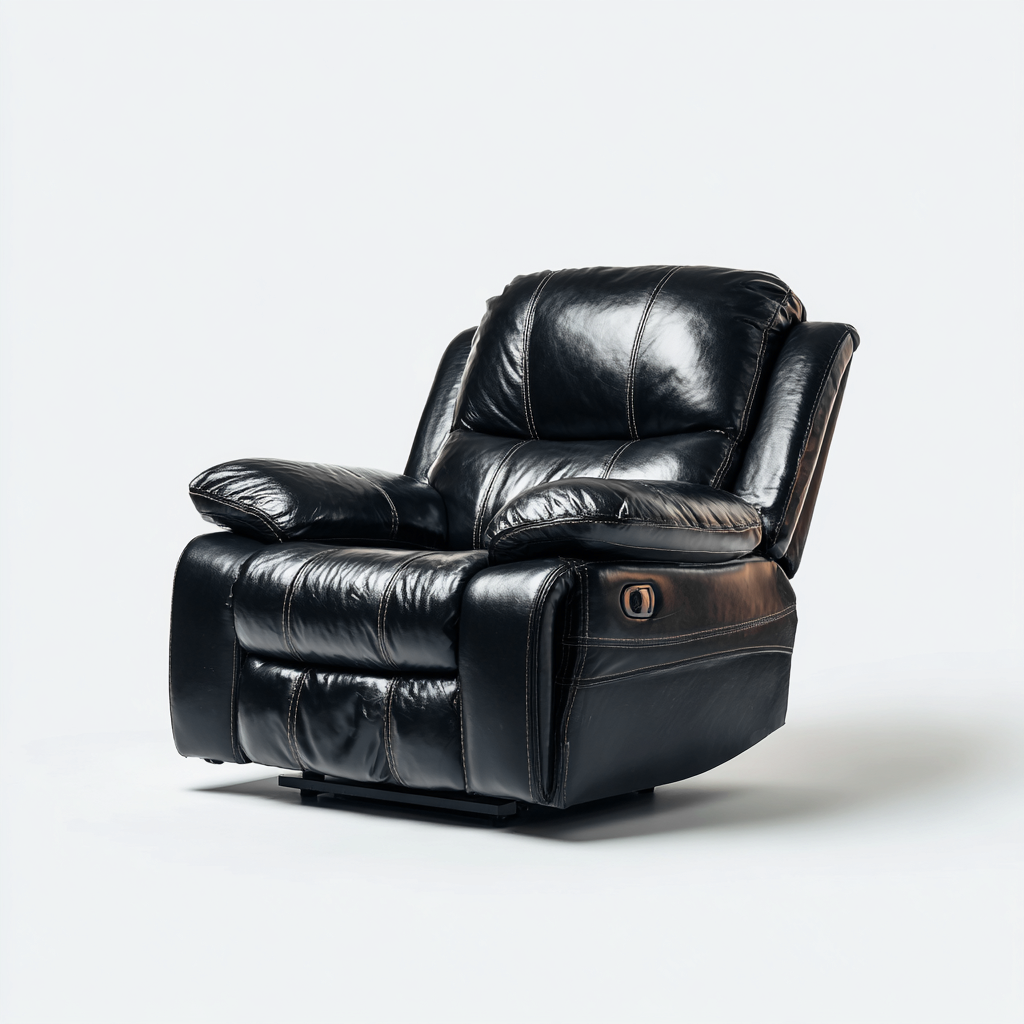 Sillón reclinable tapizado cuero sintetico 95x100x102 cm - negro - diseño confortable para salón-Cozygoly