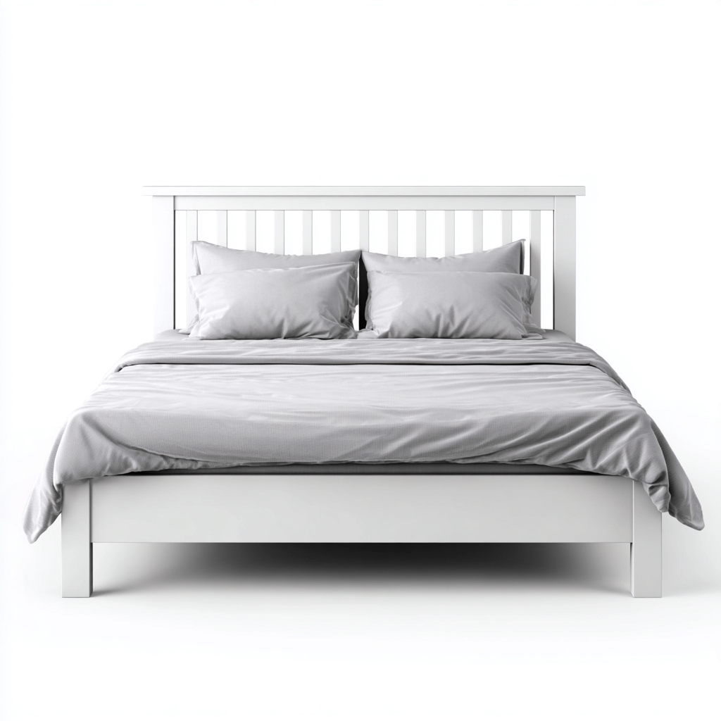 Camas dobles de madera 200x160x135 cm - Blanco - Diseño minimalista para dormitorio-Cozygoly