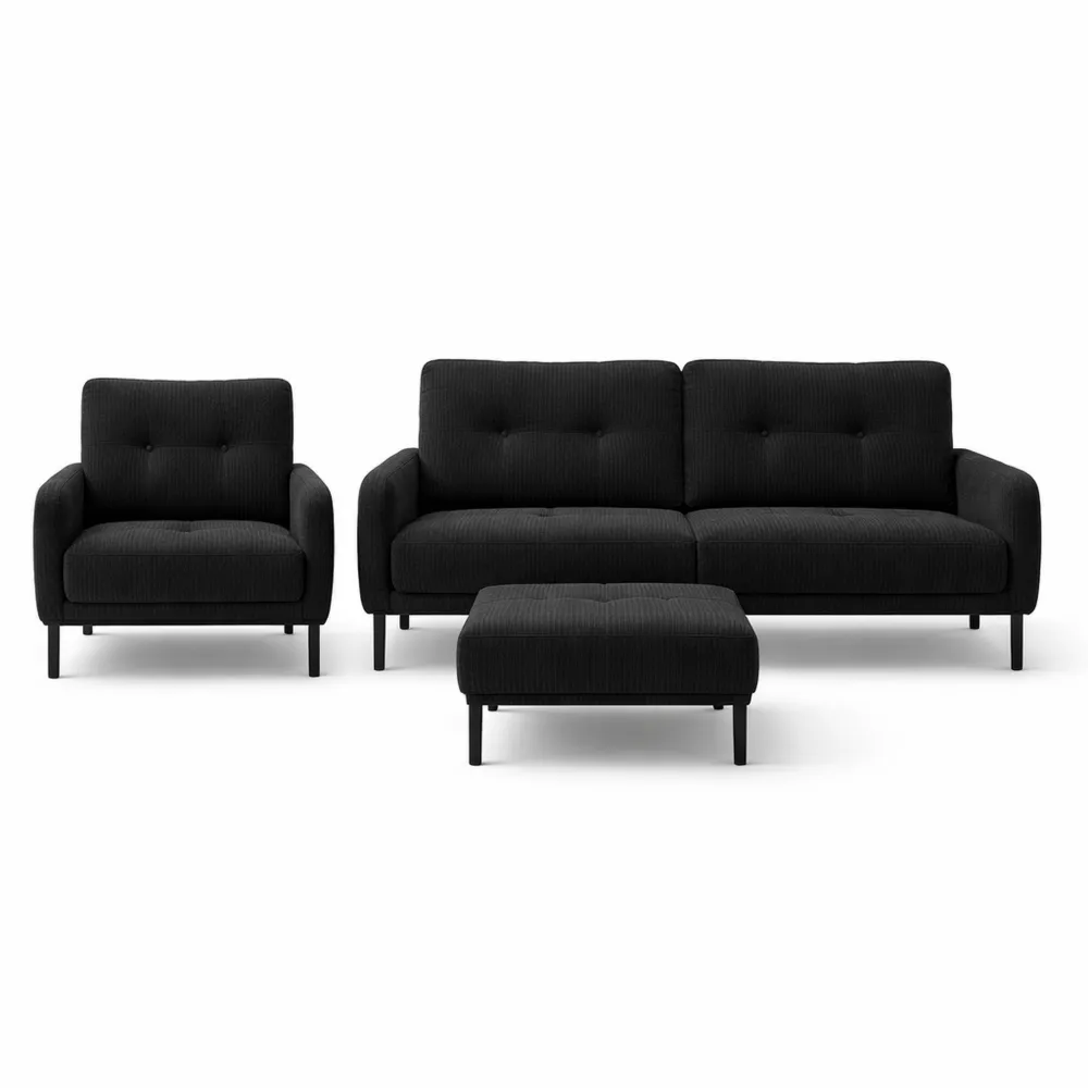 Canapé modulaire 3 places avec rangement et pieds métalliques