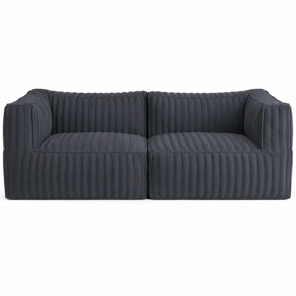 Canapé Modulable Confortable 2 Places en Mousse, Accoudoirs, Gris Foncé