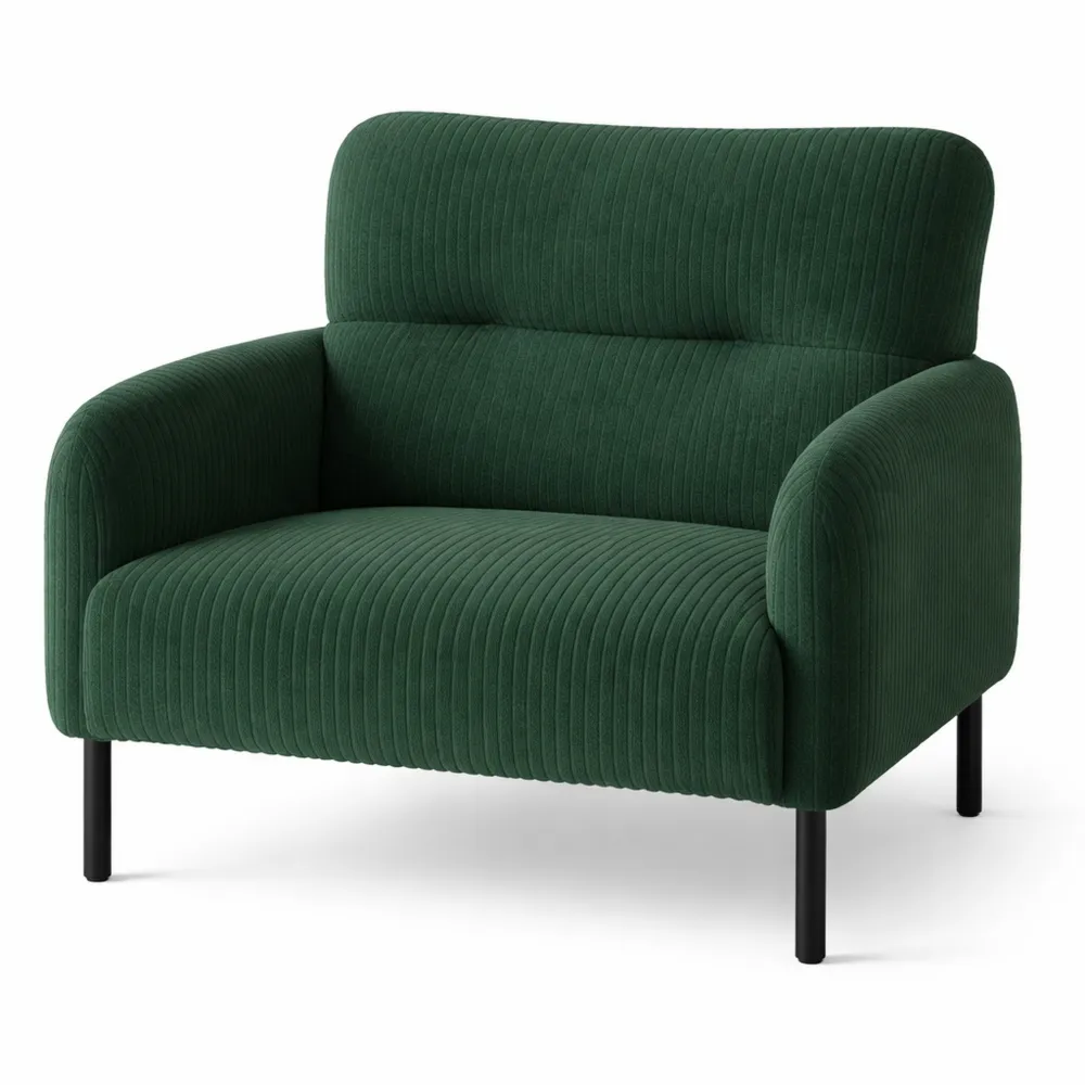 Fauteuil en Velours Côtelé avec Dossier Haut et Poches de Rangement