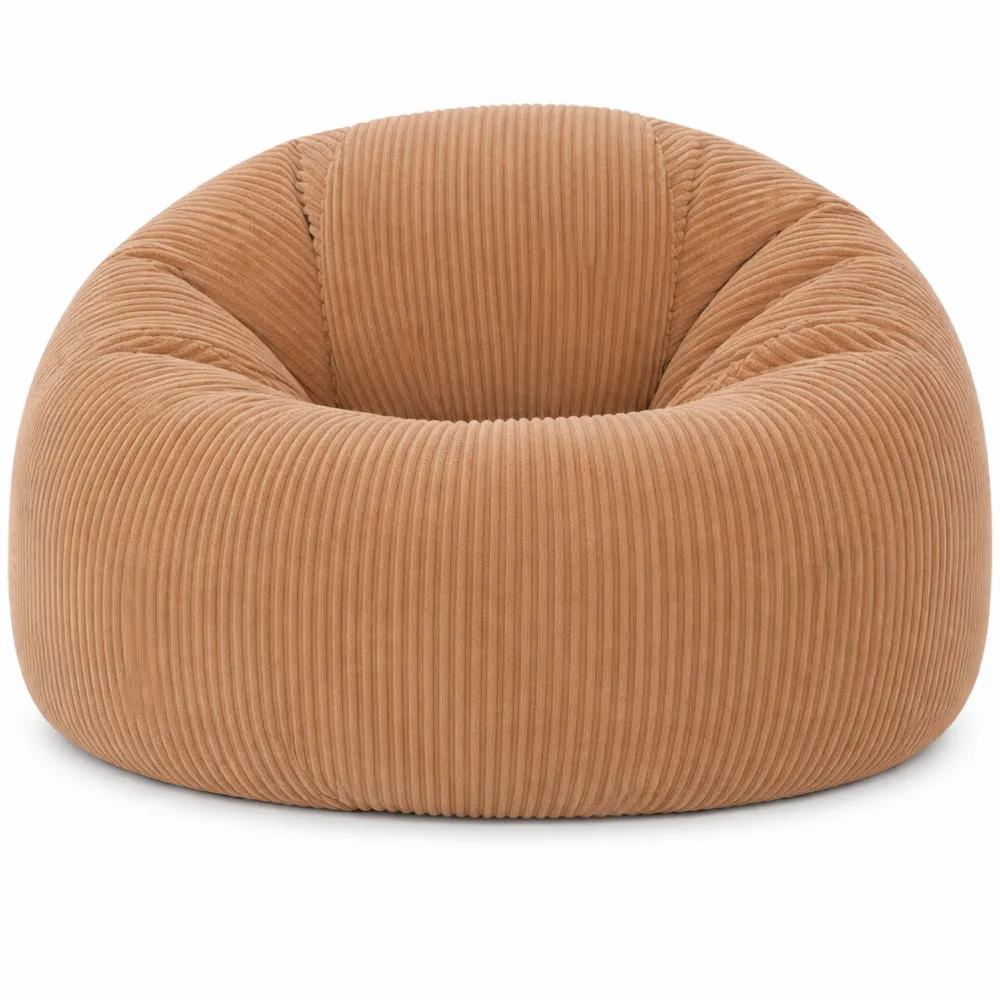 Pouf Velours Côtelé Confortable pour Salon et Chambre, Brun Moka