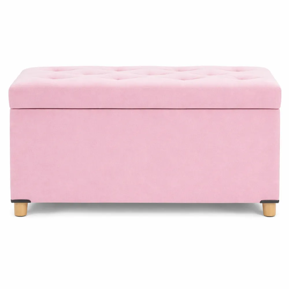 Tabouret de Rangement en Velours avec Couvercle - Salon et Chambre