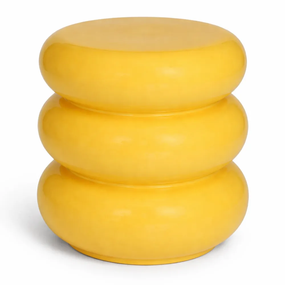 Table d'appoint ronde jaune en bois 35x35x43cm