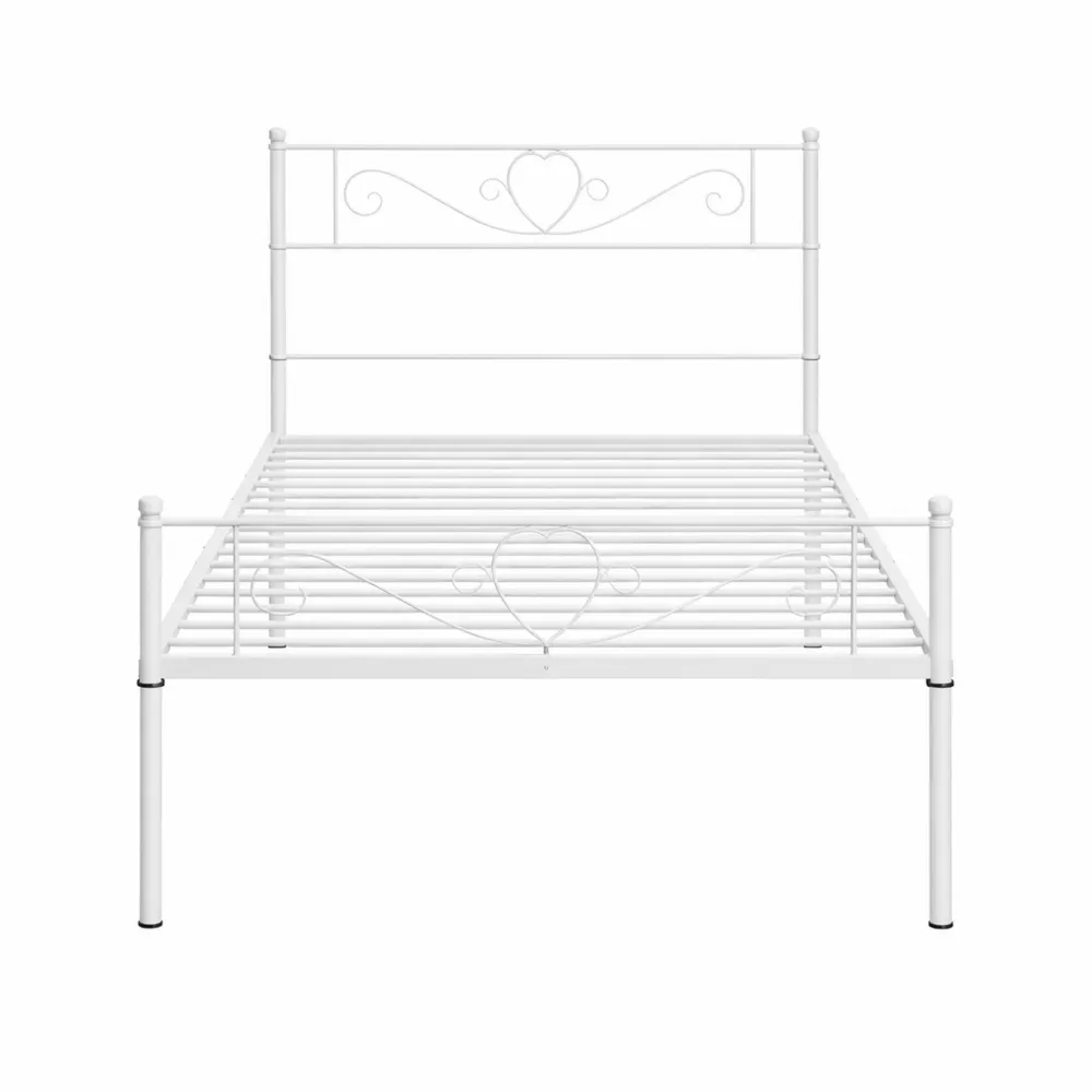 Lot de 2 lits simples en métal 90x190 cm avec lattes - Design moderne blanc