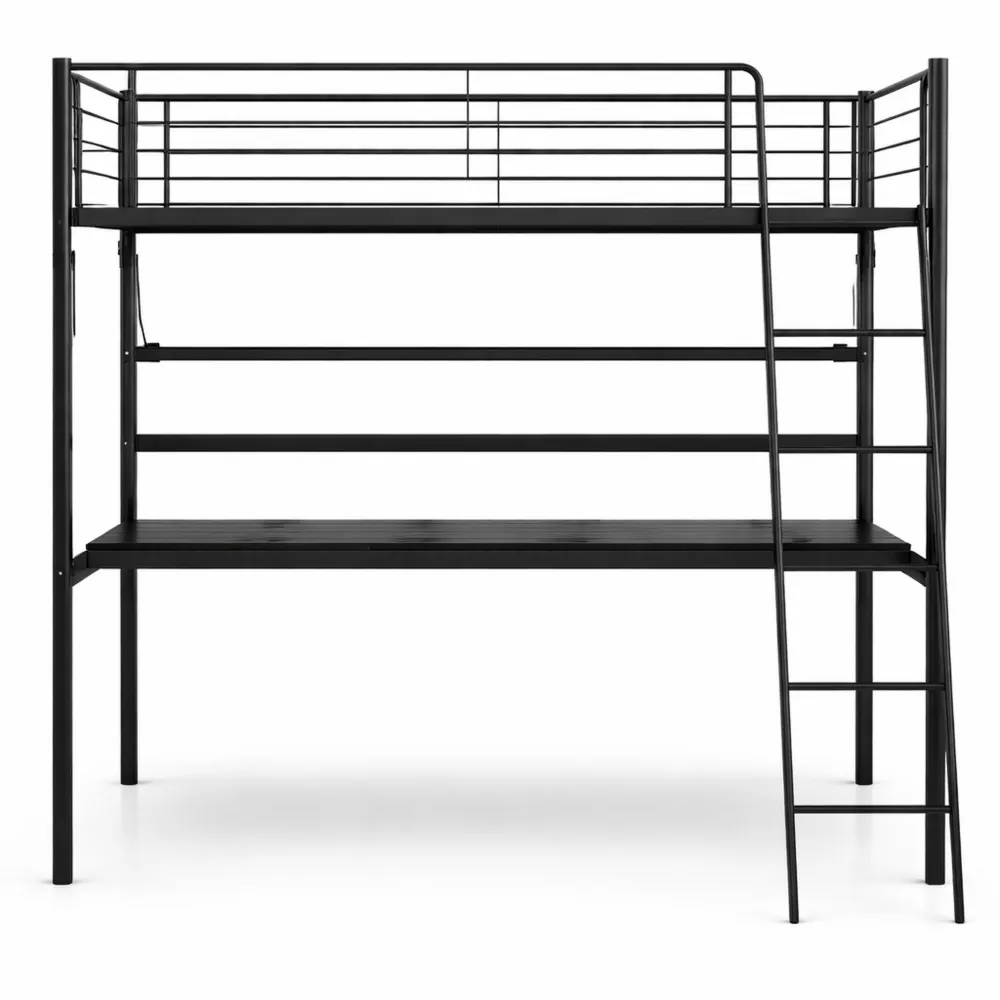 Lit mezzanine noir 90 x 190 cm pour enfants ou adolescents
