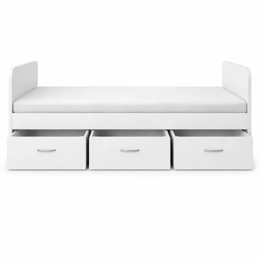 Lit simple moderne avec tiroirs intégrés pour chambre d'enfant