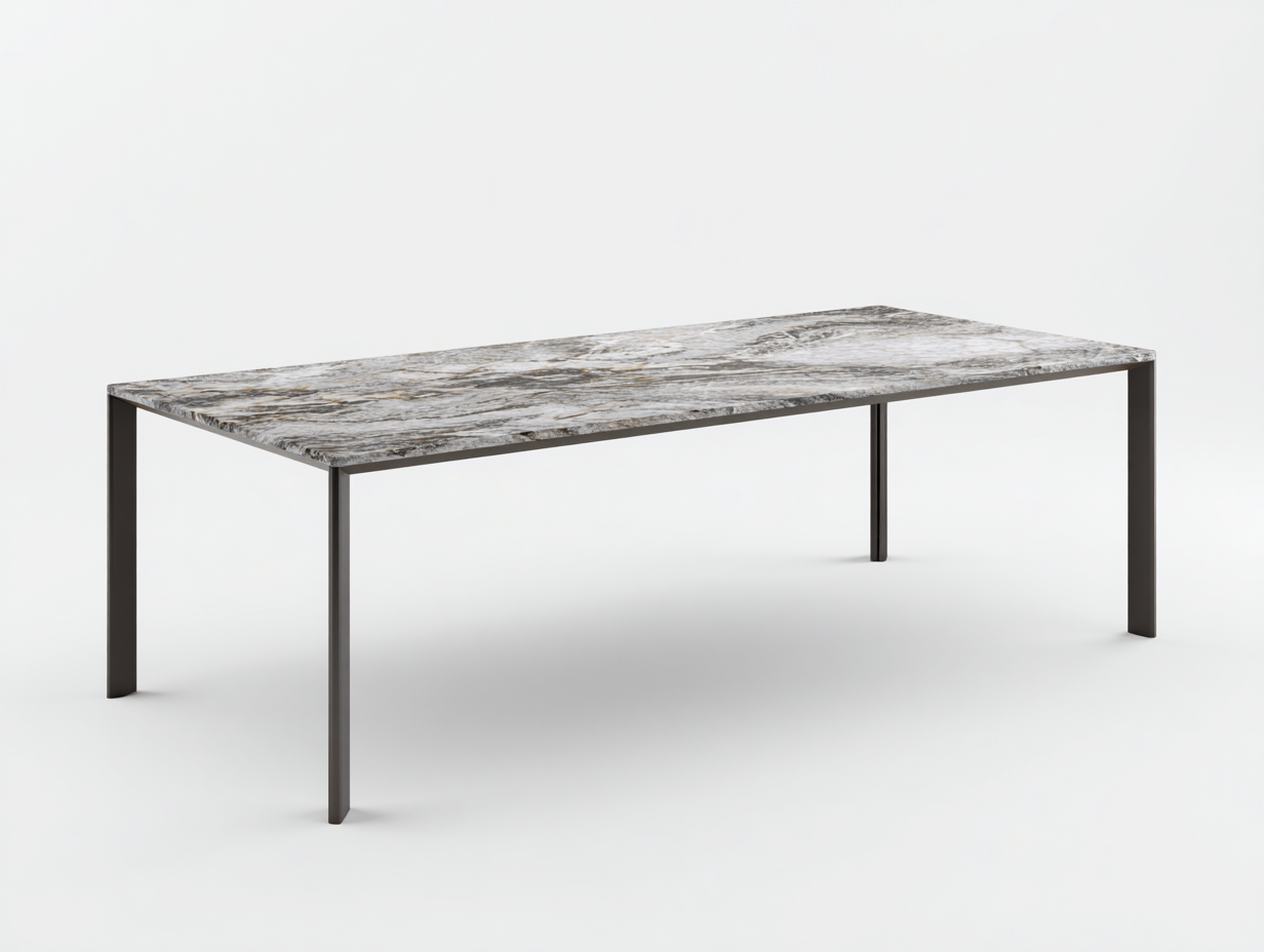 Esstisch Stein Metall 180x90x75 cm - grau - für Esszimmer