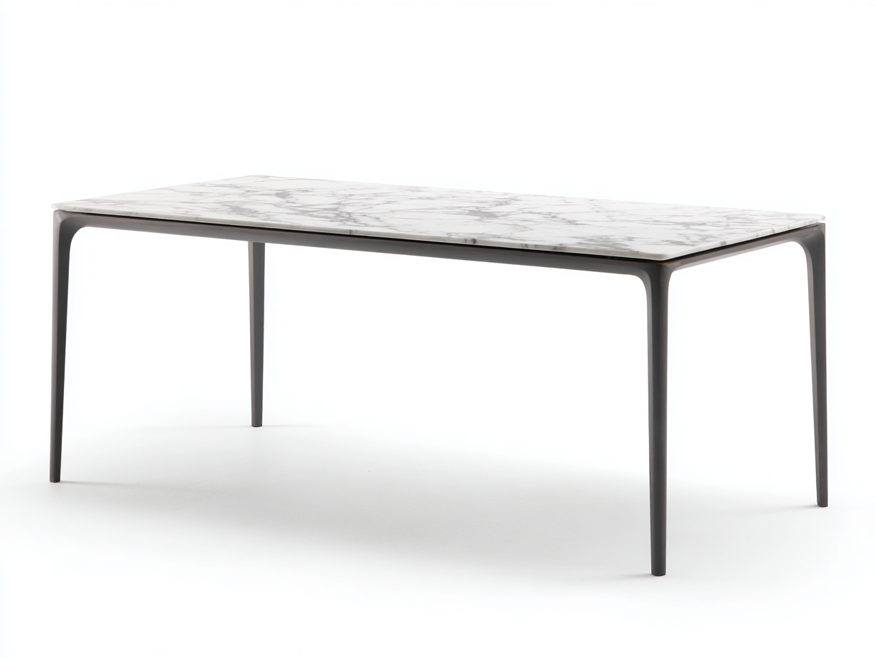 Esstisch Stein Metall 180x90x75 cm - weiß - für Esszimmer