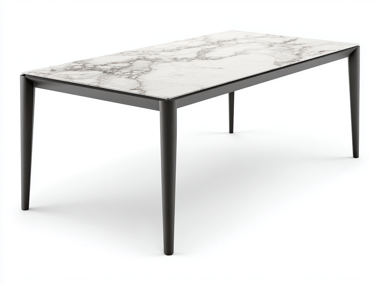 Esstisch Stein Metall 180x90x75 cm - weiß - für Esszimmer