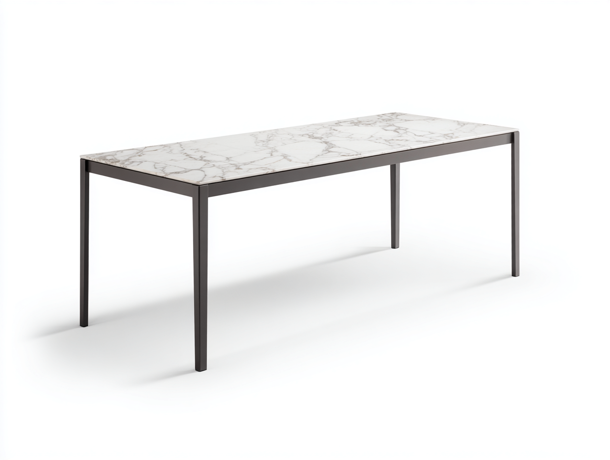 Esstisch Stein Metall 160x80x75 cm - weiß - für Esszimmer