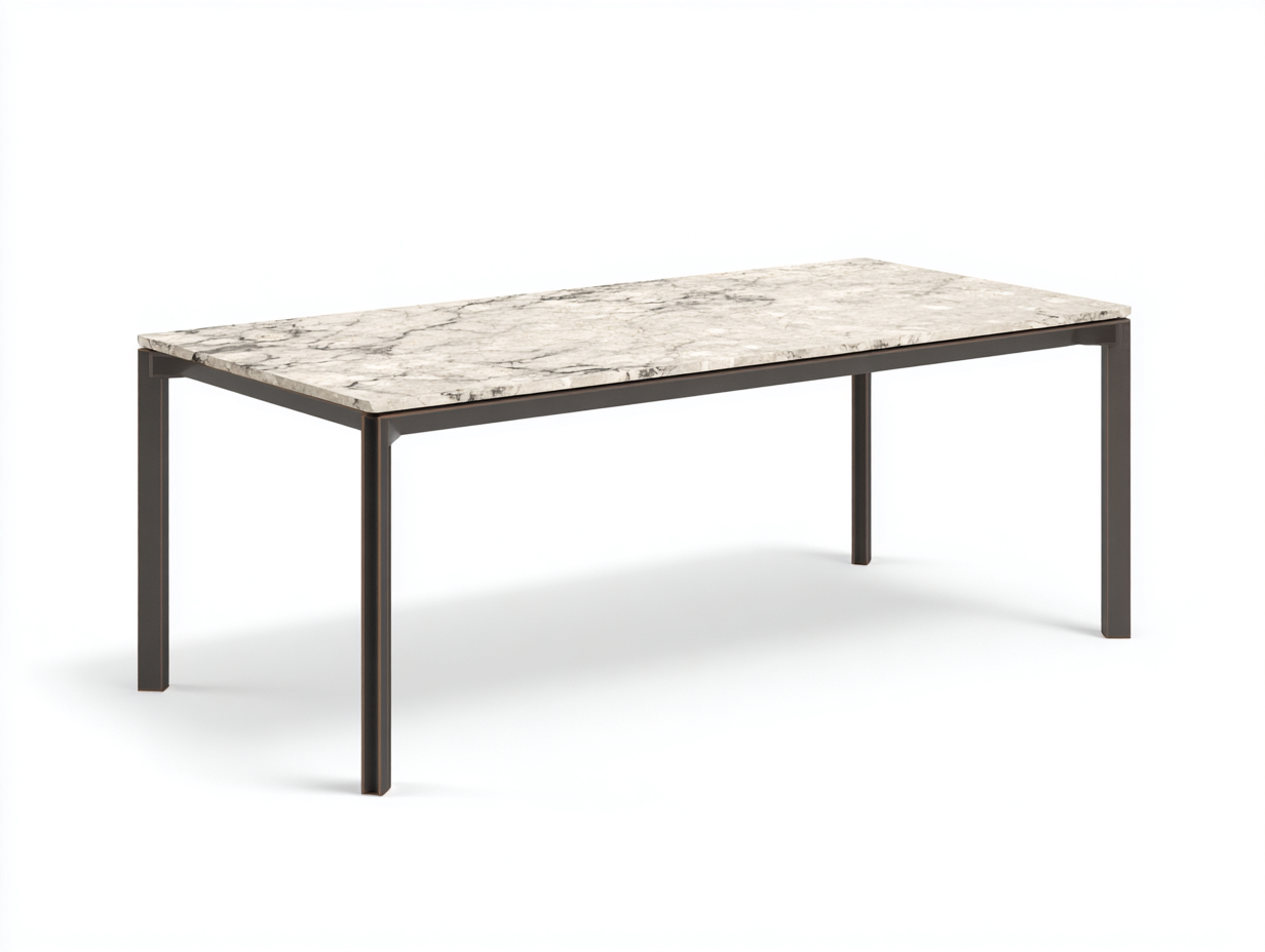 Esstisch Stein Metall 180x90x75 cm - weiß - für Esszimmer