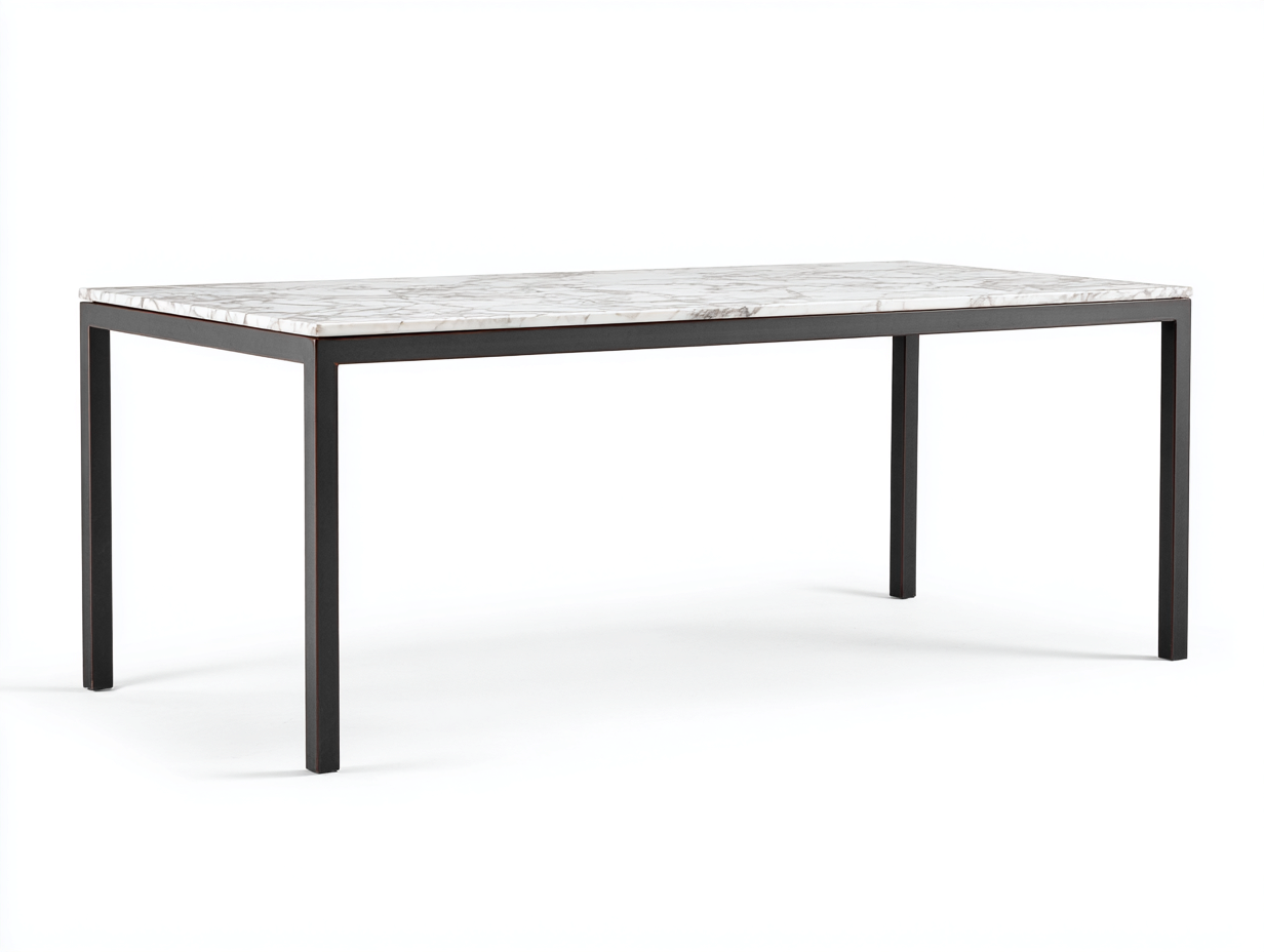 Esstisch Stein Metall 160x80x75 cm - weiß - für Esszimmer