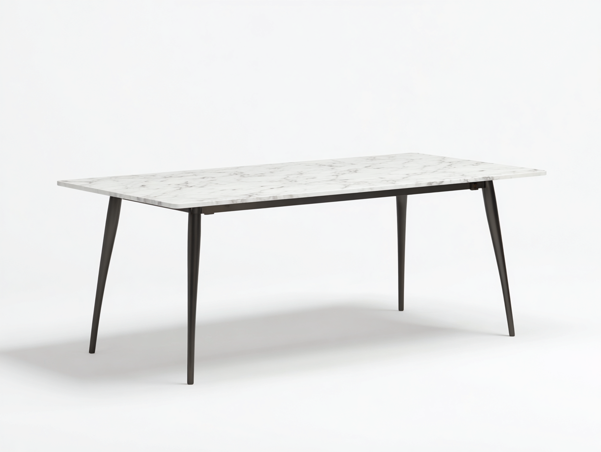 Esstisch Stein Metall 180x90x75 cm - weiß - für Esszimmer