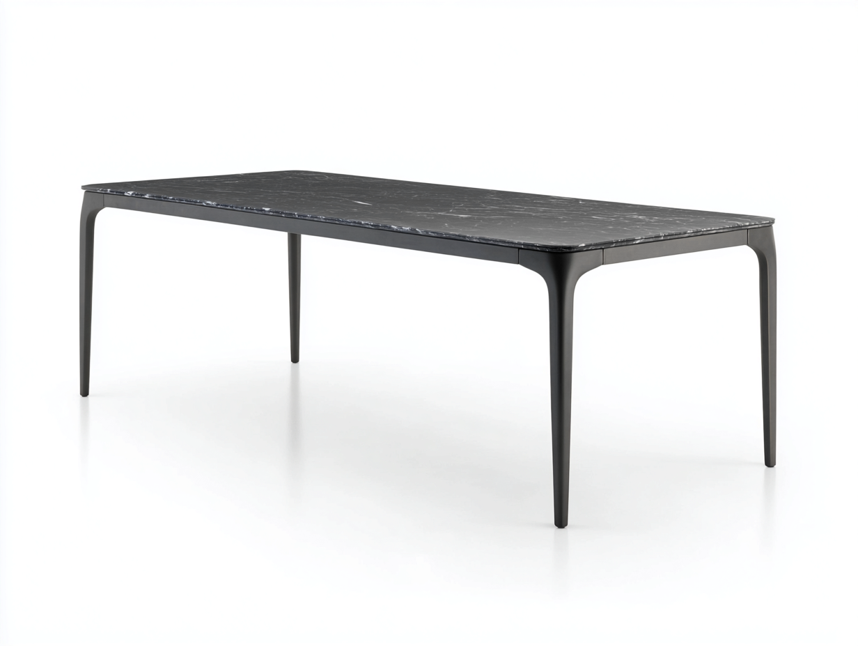 Esstisch Stein Metall 180x90x75 cm - schwarz - für Esszimmer