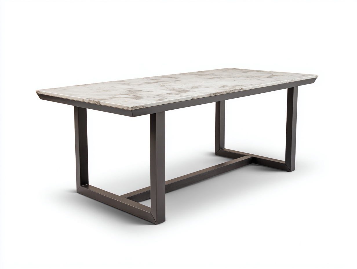 Esstisch Stein Metall 180x90x75 cm - weiß - für Esszimmer