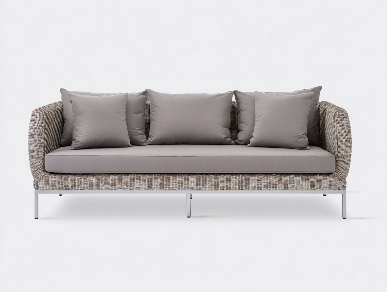 3 Sitzer Sofa Polyrattan Metall 210x80x75 cm - braun/grau - für Wohnzimmer
