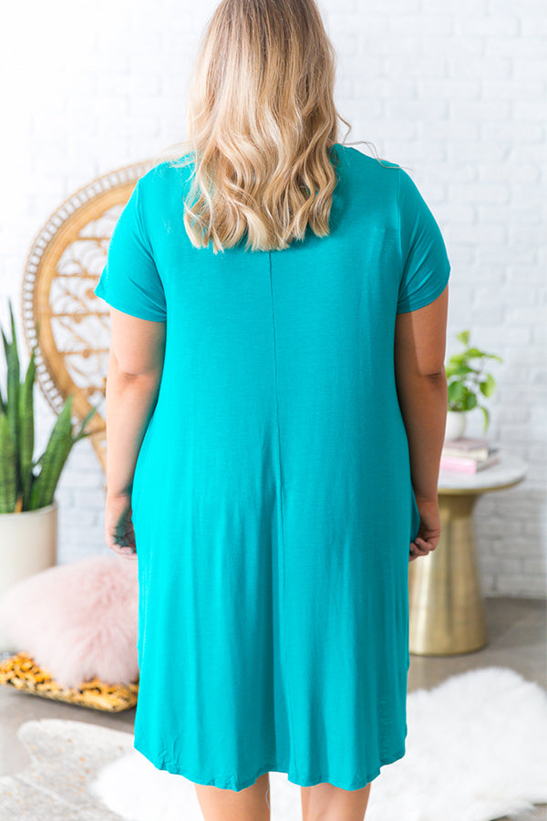Back To Basics Shift Dress in Turquoise-Beginning Fashion