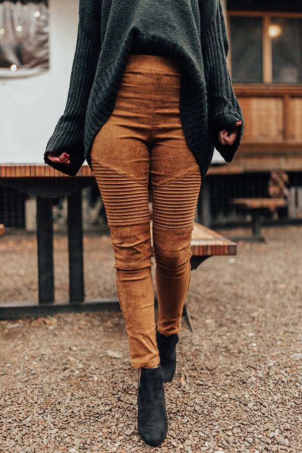 Celeste Faux Suede Legging in Chocolate-Beginning Fashion