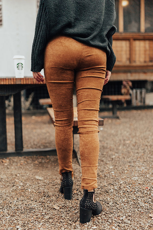 Celeste Faux Suede Legging in Chocolate-Beginning Fashion
