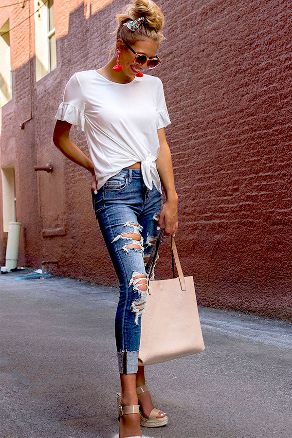Brunching Babe Shift Top in White-Beginning Fashion