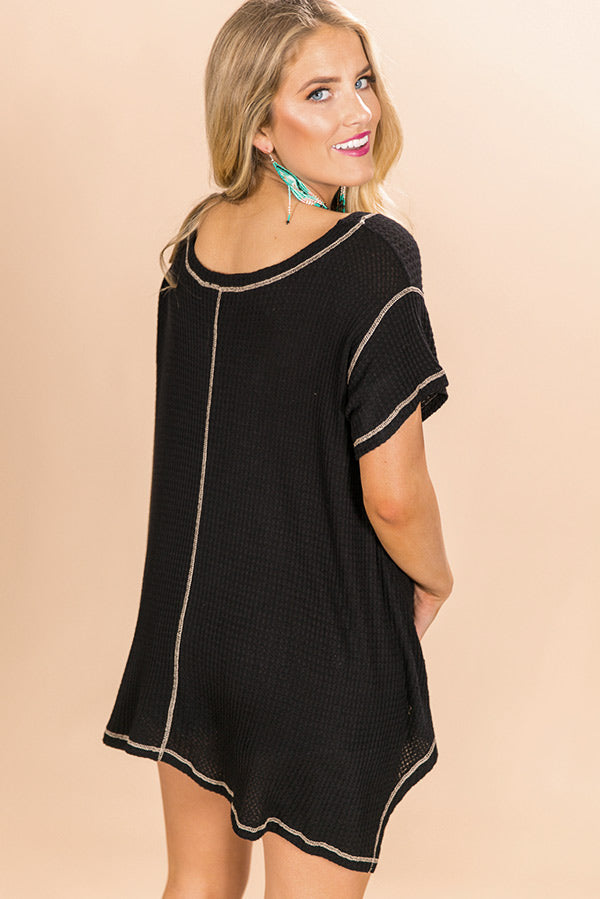 Gone Glamping Shift Top in Black-Beginning Fashion